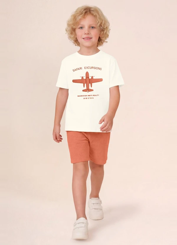 Brandili - Conjunto Infantil Menino em Meia Malha Bege
