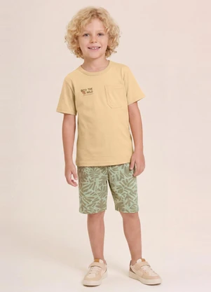 Brandili - Conjunto Infantil Menino em Meia Malha Bege - BRANDILI