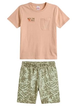 Brandili - Conjunto Infantil Menino em Meia Malha Bege - BRANDILI