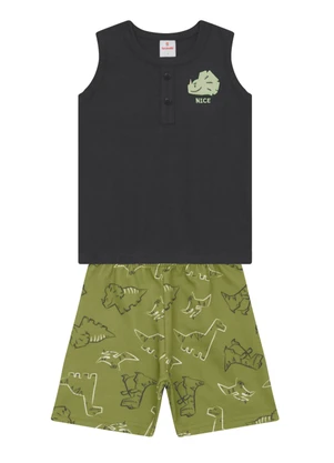 Brandili - Conjunto Infantil Menino em Meia Malha Cinza - BRANDILI