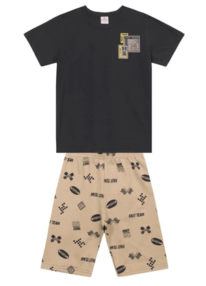 Brandili - Conjunto Infantil Menino em Meia Malha Cinza - BRANDILI