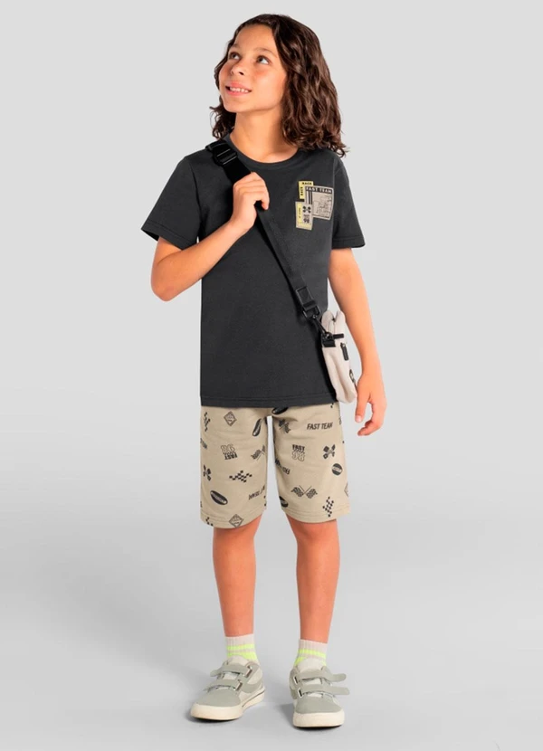 Brandili - Conjunto Infantil Menino em Meia Malha Cinza