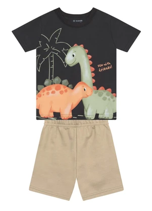 Brandili - Conjunto Infantil Menino em Meia Malha Cinza - BRANDILI