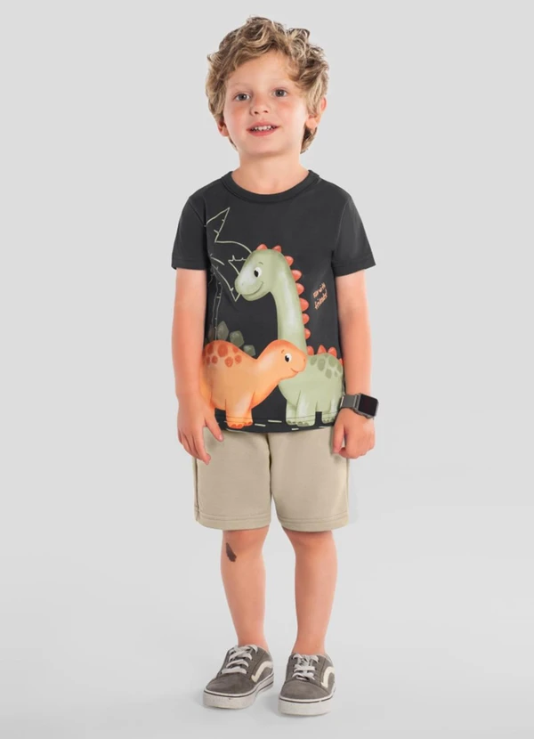 Brandili - Conjunto Infantil Menino em Meia Malha Cinza