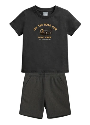 Mundi - Conjunto Infantil Menino em Meia Malha Cinza - MUNDI