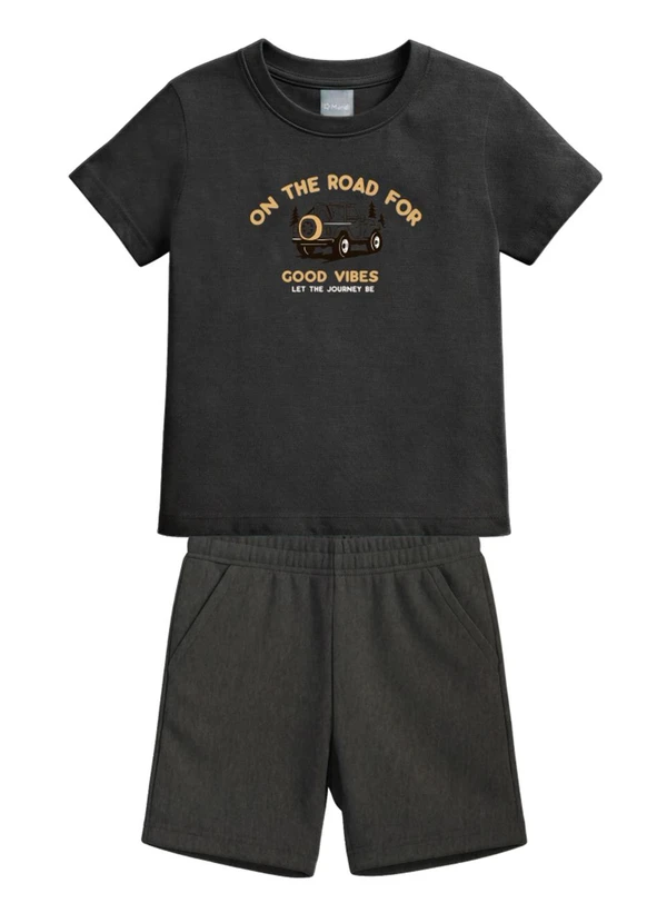 Mundi - Conjunto Infantil Menino em Meia Malha Cinza