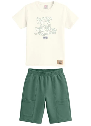 Brandili - Conjunto Infantil Menino em Meia Malha com Bordado - BRANDILI