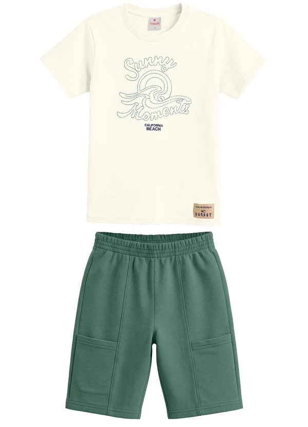 Brandili - Conjunto Infantil Menino em Meia Malha com Bordado
