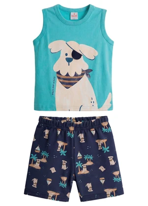 Brandili - Conjunto Infantil Menino em Meia Malha de Cachorro - BRANDILI