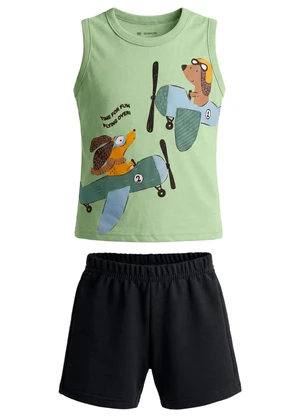 Brandili - Conjunto Infantil Menino em Meia Malha de Cachorro - BRANDILI