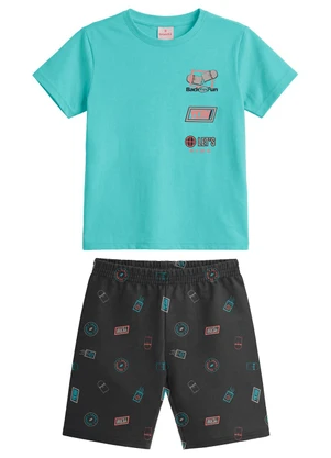 Brandili - Conjunto Infantil Menino em Meia Malha de Skate Azul - BRANDILI