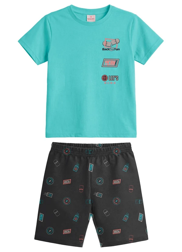 Brandili - Conjunto Infantil Menino em Meia Malha de Skate Azul