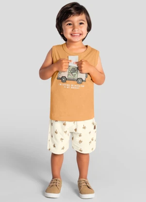Brandili - Conjunto Infantil Menino em Meia Malha Laranja - BRANDILI