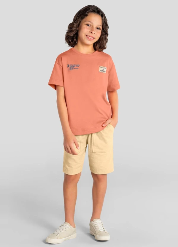 Brandili - Conjunto Infantil Menino em Meia Malha Laranja