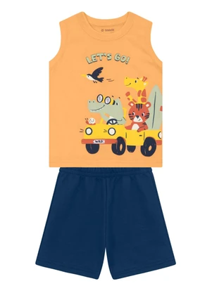Brandili - Conjunto Infantil Menino em Meia Malha Laranja - BRANDILI
