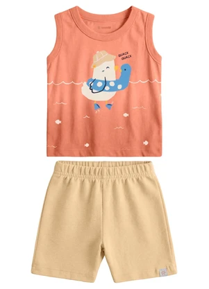 Brandili - Conjunto Infantil Menino em Meia Malha Laranja - BRANDILI
