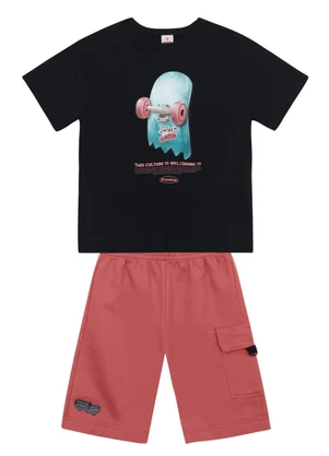 Brandili - Conjunto Infantil Menino em Meia Malha Preto - BRANDILI