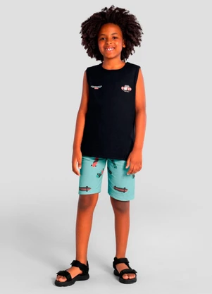 Brandili - Conjunto Infantil Menino em Meia Malha Preto - BRANDILI