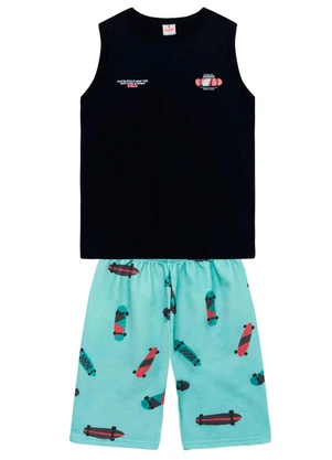 Brandili - Conjunto Infantil Menino em Meia Malha Preto - BRANDILI