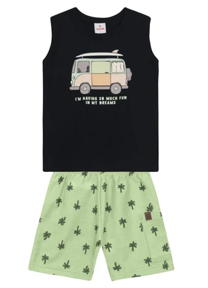 Brandili - Conjunto Infantil Menino em Meia Malha Preto - BRANDILI