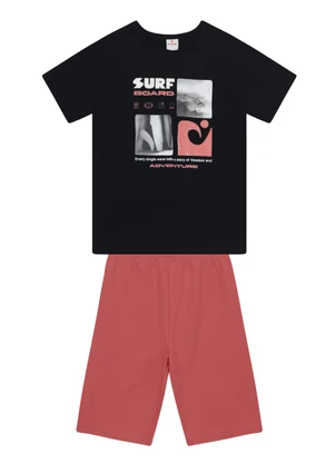 Brandili - Conjunto Infantil Menino em Meia Malha Preto - BRANDILI