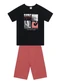 Brandili - Conjunto Infantil Menino em Meia Malha Amarelo - variação: Preto