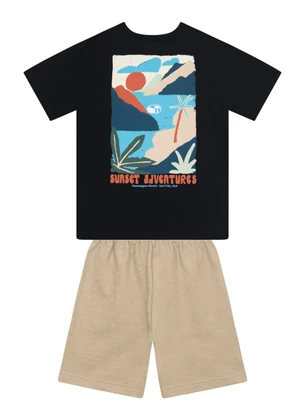 Brandili - Conjunto Infantil Menino em Meia Malha Preto - BRANDILI