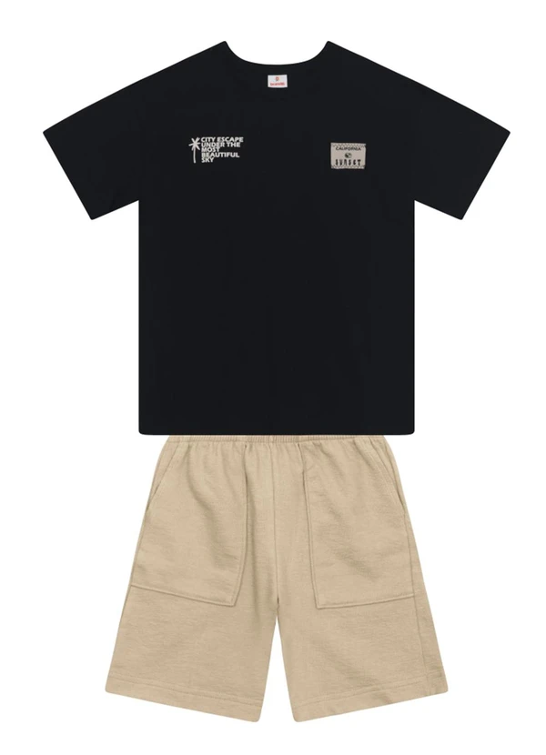 Brandili - Conjunto Infantil Menino em Meia Malha Preto