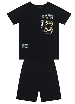 Brandili - Conjunto Infantil Menino em Meia Malha Preto - BRANDILI