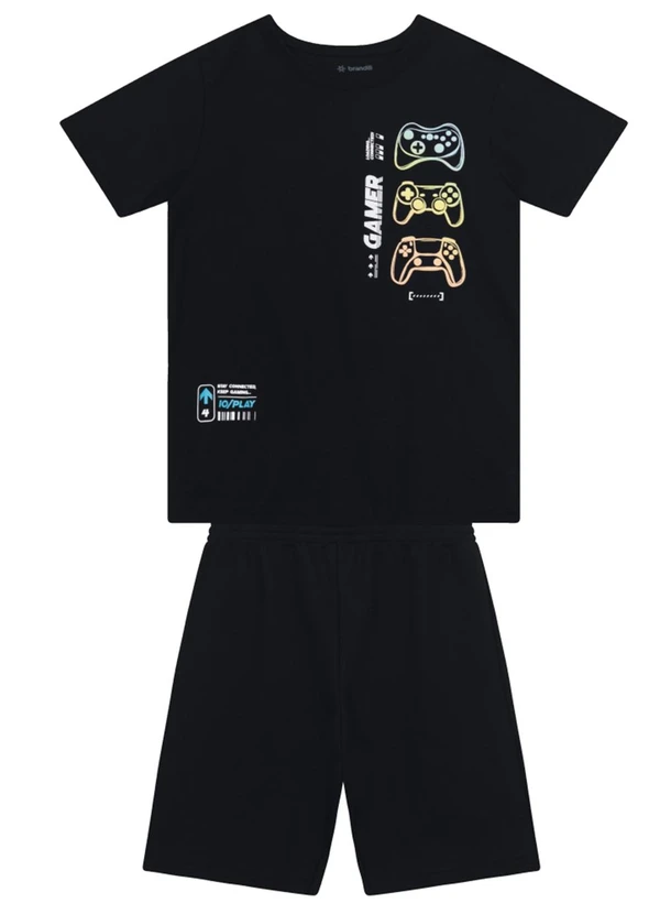 Brandili - Conjunto Infantil Menino em Meia Malha Preto