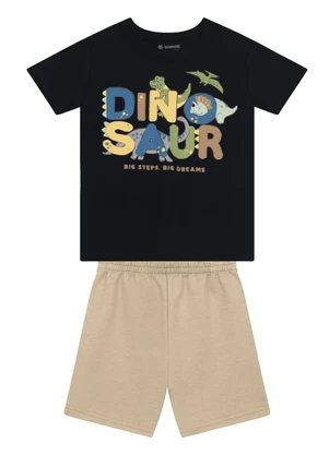 Brandili - Conjunto Infantil Menino em Meia Malha Preto - BRANDILI