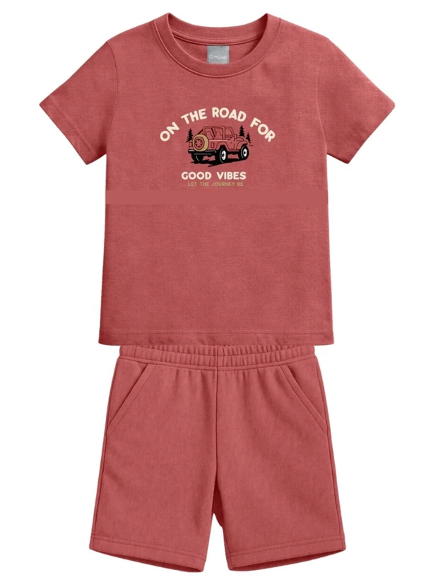 Mundi - Conjunto Infantil Menino em Meia Malha Vermelho