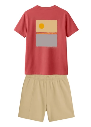 Brandili - Conjunto Infantil Menino em Meia Malha Rosa - BRANDILI