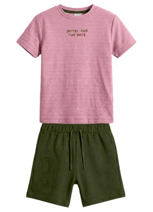 Mundi - Conjunto Infantil Menino em Meia Malha Rosa - MUNDI