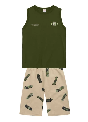 Brandili - Conjunto Infantil Menino em Meia Malha Verde - BRANDILI