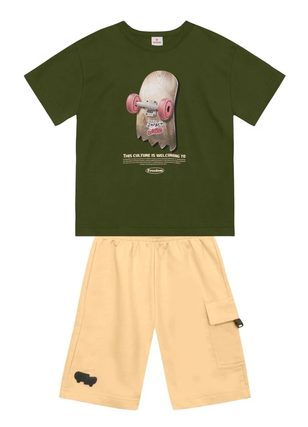 Brandili - Conjunto Infantil Menino em Meia Malha Verde