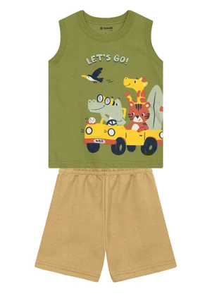 Brandili - Conjunto Infantil Menino em Meia Malha Verde - BRANDILI