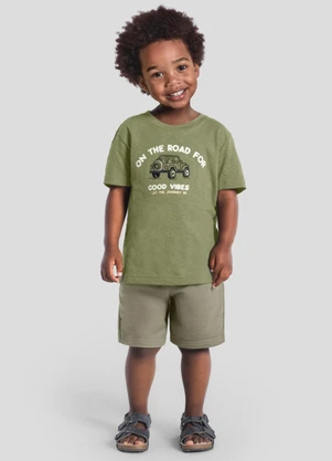 Brandili - Conjunto Infantil Menino em Meia Malha Verde - BRANDILI