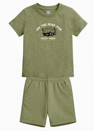 Brandili - Conjunto Infantil Menino em Meia Malha Verde - BRANDILI