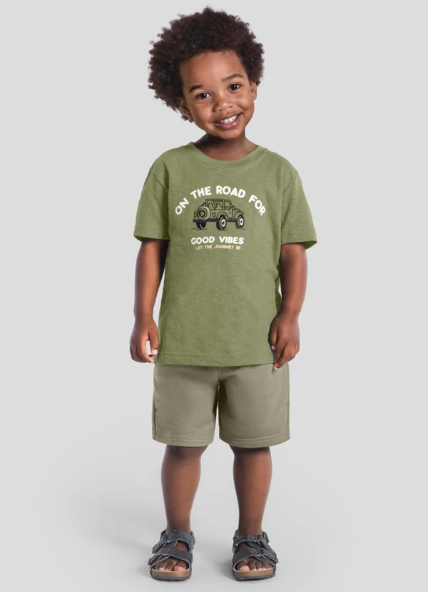 Brandili - Conjunto Infantil Menino em Meia Malha Verde