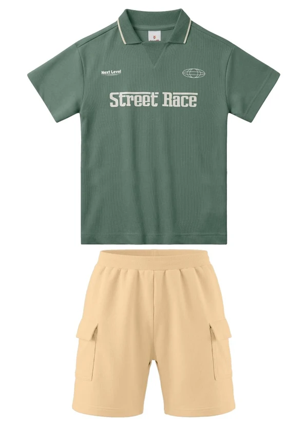 Brandili - Conjunto Infantil Menino em Meia Malha Verde