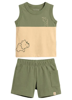 Brandili - Conjunto Infantil Menino em Meia Malha Verde - BRANDILI