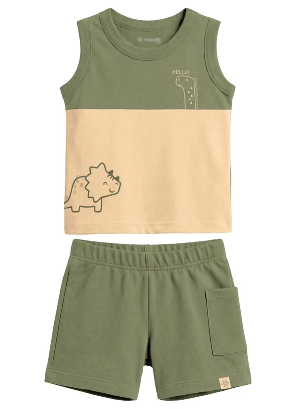 Brandili - Conjunto Infantil Menino em Meia Malha Verde