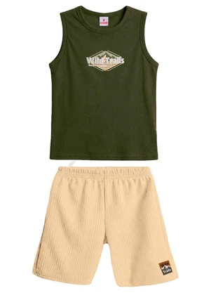 Brandili - Conjunto Infantil Menino em Meia Malha Verde - BRANDILI