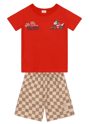 Brandili - Conjunto Infantil Menino em Meia Malha Vermelho - BRANDILI