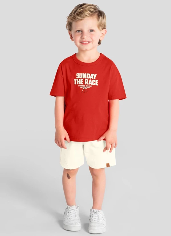 Brandili - Conjunto Infantil Menino em Meia Malha Vermelho