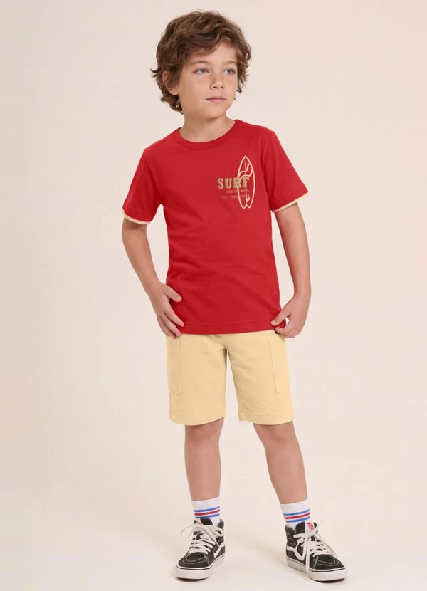 Brandili - Conjunto Infantil Menino em Meia Malha Vermelho