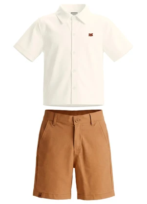 Mundi - Conjunto Infantil Menino em Tricoline com Botões - MUNDI