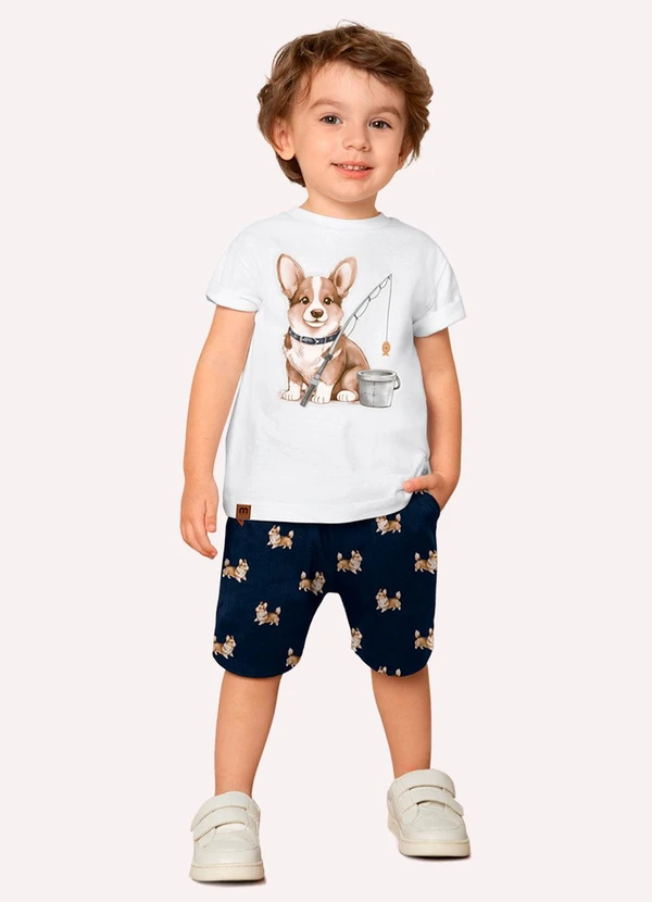 Milon - Conjunto Infantil Menino Embossing Branco