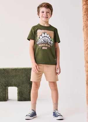 Bimbi - Conjunto Infantil Menino Esqueleto do Dino Verde - BIMBI